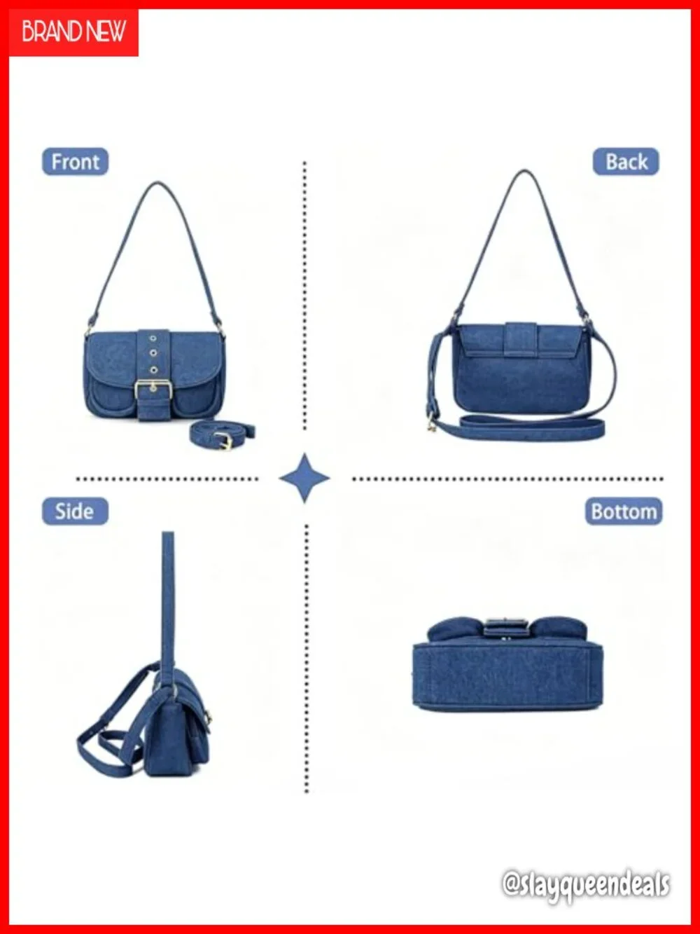 Vintage Denim Crossbody Bag Saddle Hobo Shoulder Purse for Women